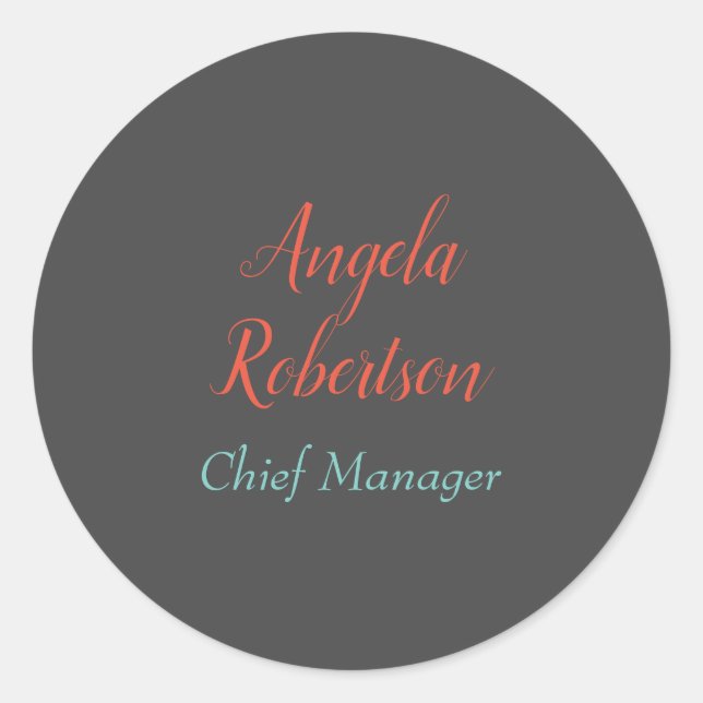 Modern plain simple minimalist add name classic round sticker (Front)