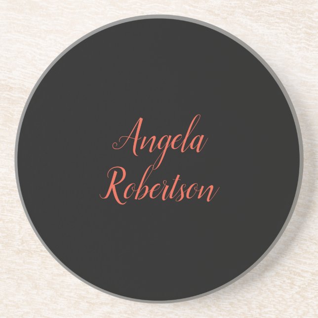 Modern plain simple minimalist add name coaster (Front)