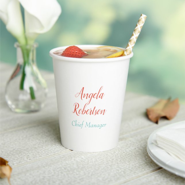 Modern plain simple minimalist add name paper cups (Insitu)