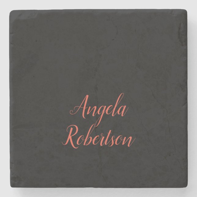 Modern plain simple minimalist add name stone coaster (Front)