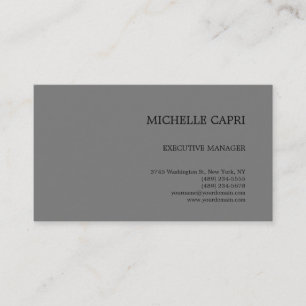 Modern Plain Simple Minimalist Grey Black Business Card