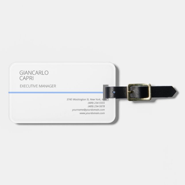 Modern Plain Simple Minimalist Luggage Tag (Front Horizontal)