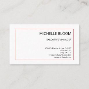 Modern Plain Simple Minimalist Red White Business Card