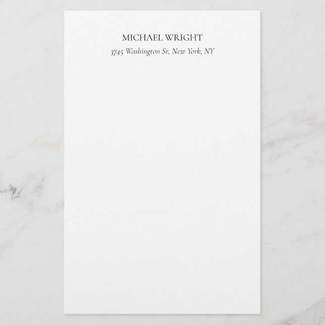 Modern Plain Simple Minimalist Stationery (Front)
