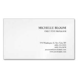 Modern Plain Simple Minimalist White Magnetic Business Card