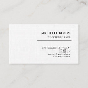 Modern Plain Simple Professional Minimalist Linen Business Card
