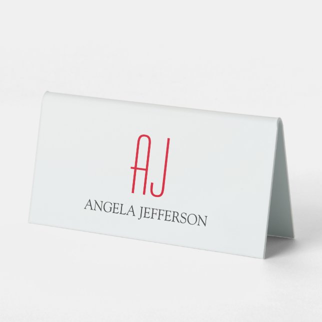 Modern plain simple white red monogram (Front)