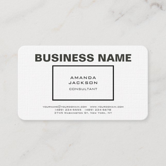 Modern Plain Trendy Contemporary Minimalist Design Business Card (Front)