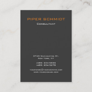 Modern Plain Vertical Orange Grey Professsional Business Card
