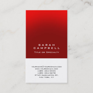 Modern Plain Vertical Red White Unique Clean Business Card