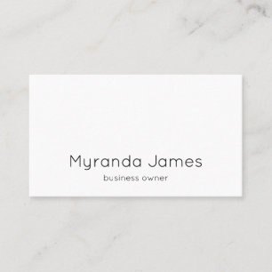 Modern Plain White and Black Simple Minimalist Business Card