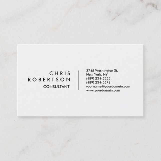 Modern Plain White Attractive Business Card (Front)