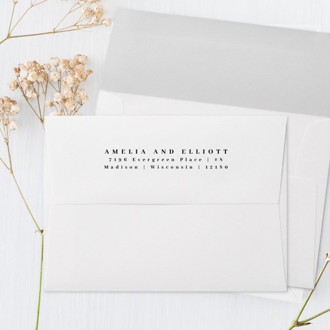 Modern Plain White Return Address 5x7 Back Flap A7 Envelope (Creator Uploaded)