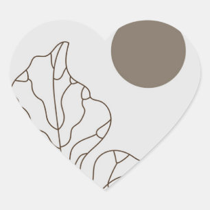Modern plant art heart sticker