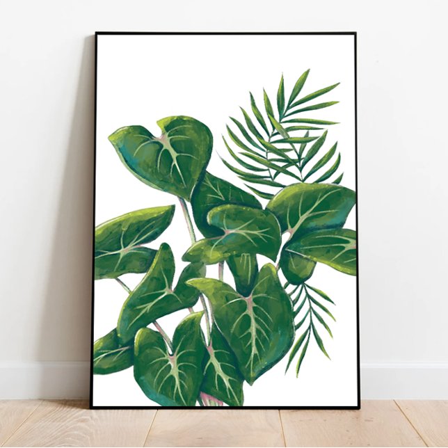 Modern Plant Artwork, Tropical Leaves, Green Art Poster (Creator Uploaded)