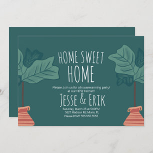 Modern Plant Fiddle Fig Tree Housewarming Party Invitation