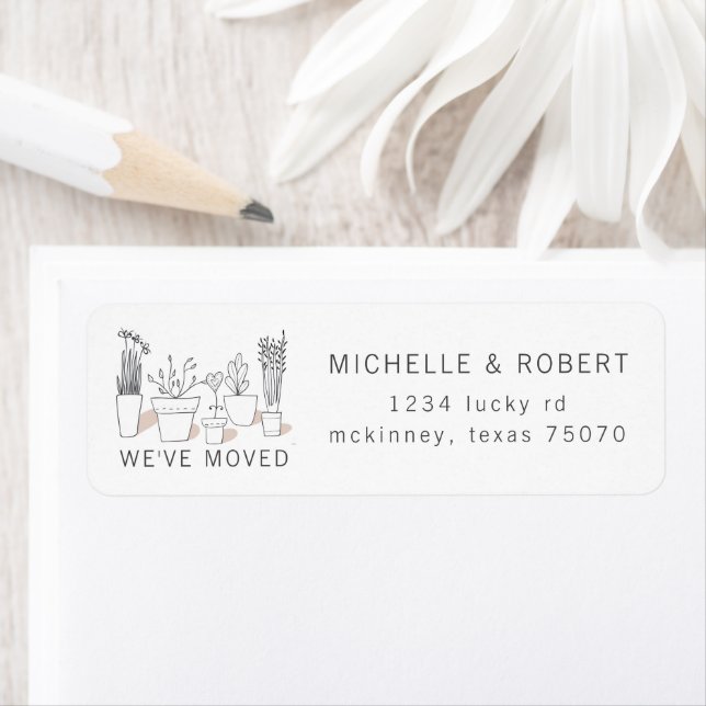 Modern Plants  | Moving Announcement Address Return Address Label (Insitu)