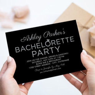 Modern Platinum Diamond Ring Bachelorette Party Invitation