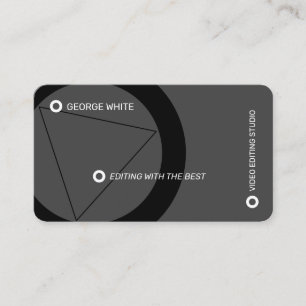 Modern play button minimal gray and black business card