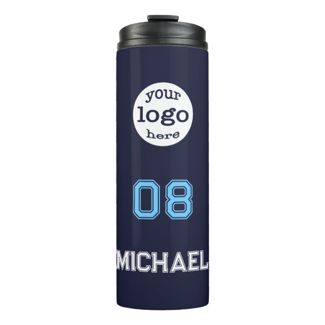 Modern Player Name Jersey Number Team Club Logo Thermal Tumbler (Front)