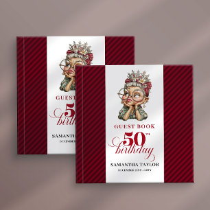 Modern playful 50th birthday woman guest book