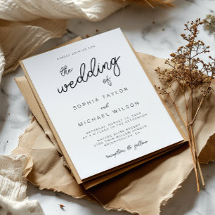 Modern Playful Calligraphy Black White Wedding Invitation
