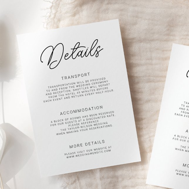 Modern Playful Calligraphy Wedding Details Enclosure Card (Creator Uploaded)