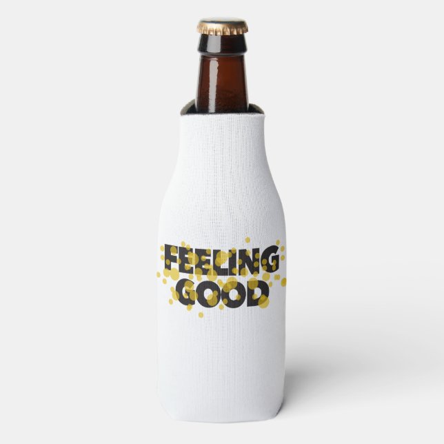 Modern, playful, cheerful design of Feeling Good Bottle Cooler (Bottle Front)