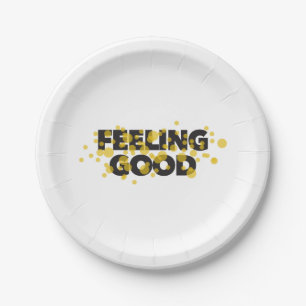 Modern, playful, cheerful design of Feeling Good Paper Plate