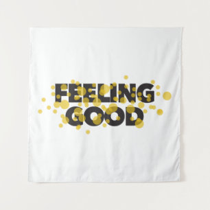Modern, playful, cheerful design of Feeling Good Tapestry