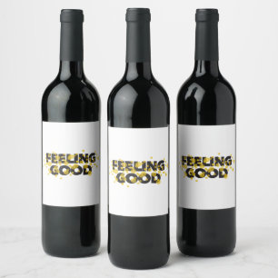 Modern, playful, cheerful design of Feeling Good Wine Label