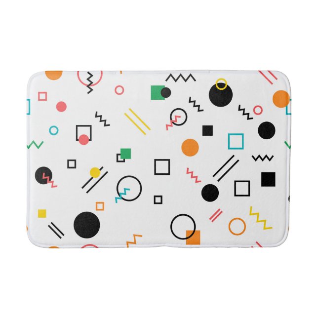 Modern, playful, cool, trendy, Memphis geometric Bath Mat (Front)