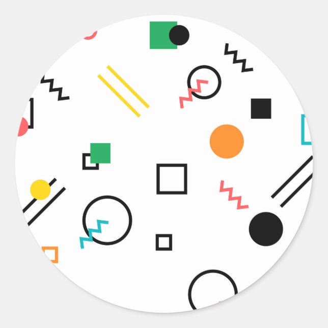 Modern, playful, cool, trendy, Memphis geometric Classic Round Sticker (Front)