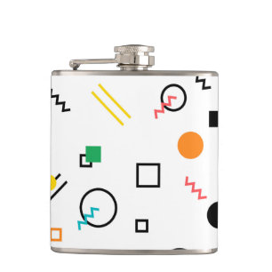 Modern, playful, cool, trendy, Memphis geometric Hip Flask