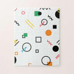 Modern, playful, cool, trendy, Memphis geometric Jigsaw Puzzle