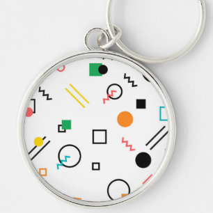 Modern, playful, cool, trendy, Memphis geometric Key Ring