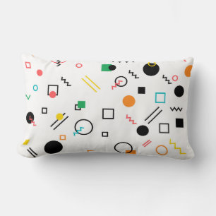 Modern, playful, cool, trendy, Memphis geometric Lumbar Cushion