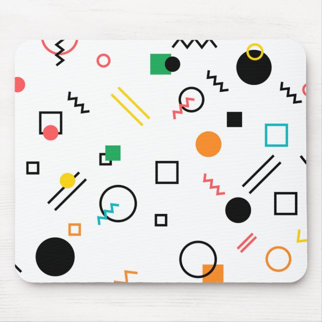 Modern, playful, cool, trendy, Memphis geometric Mouse Pad (Front)