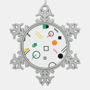 Modern, playful, cool, trendy, Memphis geometric Snowflake Pewter Christmas Ornament