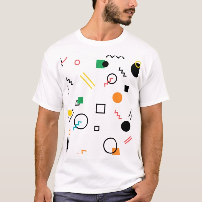 Modern, playful, cool, trendy, Memphis geometric T-Shirt (Front)
