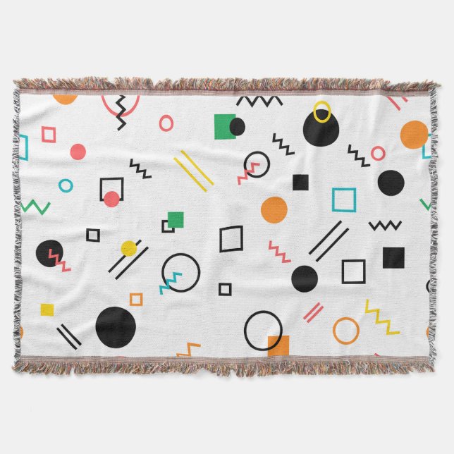 Modern, playful, cool, trendy, Memphis geometric Throw Blanket (Front)