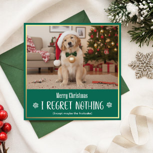 Modern Playful Cute Dog Photo Funny Christmas Holiday Card