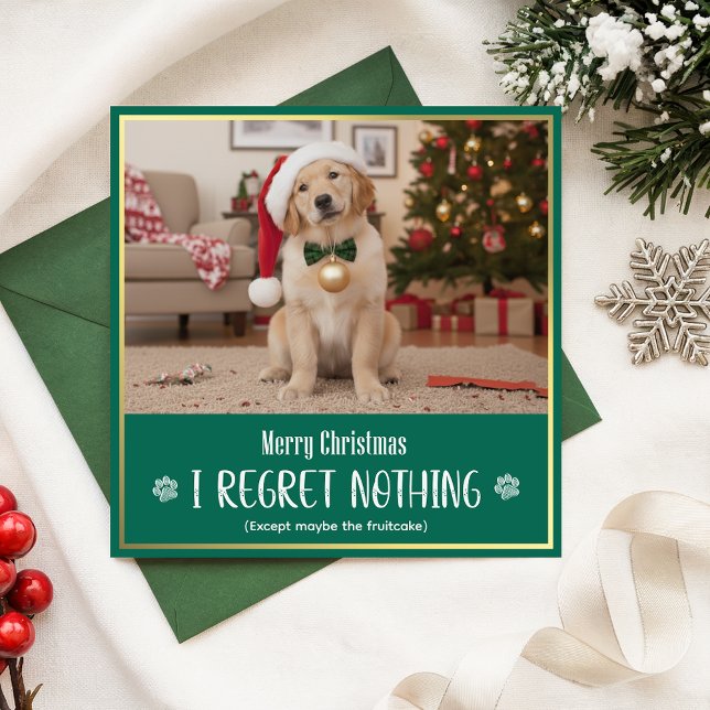 Modern Playful Cute Dog Photo Funny Christmas Holiday Card (Creator Uploaded)