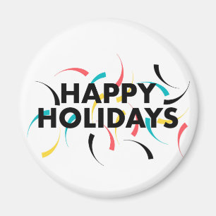 Modern, playful design of "Happy Holidays" Magnet