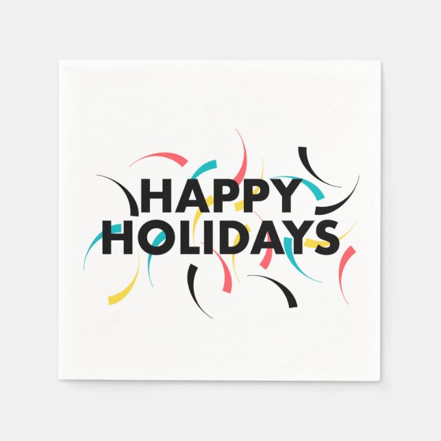 Modern, playful design of  "Happy Holidays" Napkin (Front)