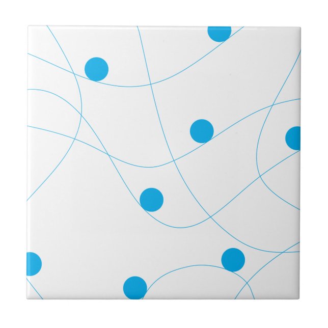 Modern, playful, fun, cute blue balls pattern ceramic tile (Front)