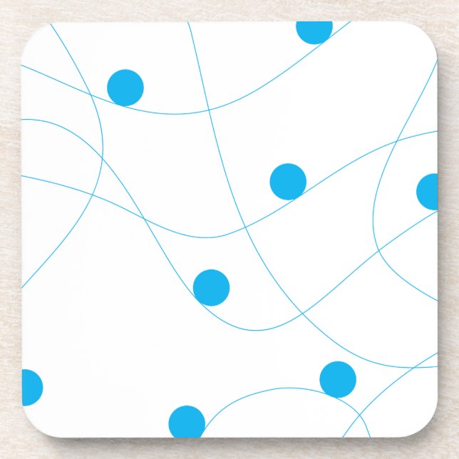 Modern, playful, fun, cute blue balls pattern coaster (Front)