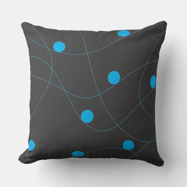 Modern, playful, fun, cute blue balls pattern cushion (Front)