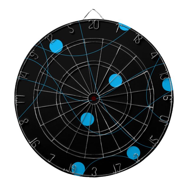 Modern, playful, fun, cute blue balls pattern dartboard (Front)