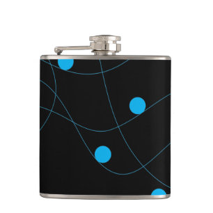 Modern, playful, fun, cute blue balls pattern hip flask